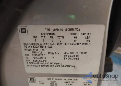 2000 Chevrolet Corvette from USA, damaged, VIN 1G1YY32G1Y5131937